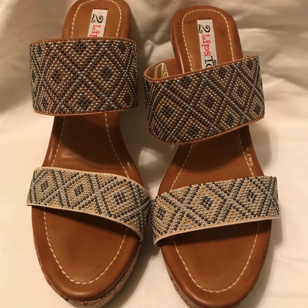 2 Lips Too Too Hazel Wedge Sandals Size 11